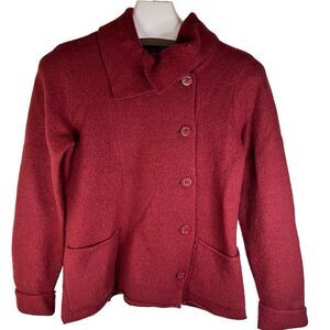 Horny Toad Heartfelt Womens Boiled Wool‎ Funnel Neck Jacket Cardigan Size Small